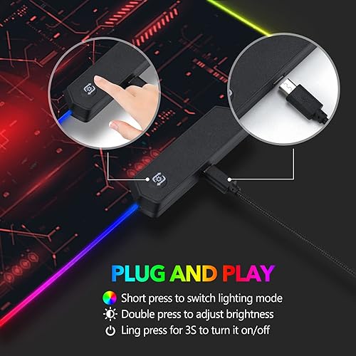 Miniatura 5 de AIMSA Alfombrilla de mouse grande para juegos RGB, alfombrilla de mouse LED con teclado extendida de 35.4 x 15.8 pulgadas, base de goma
