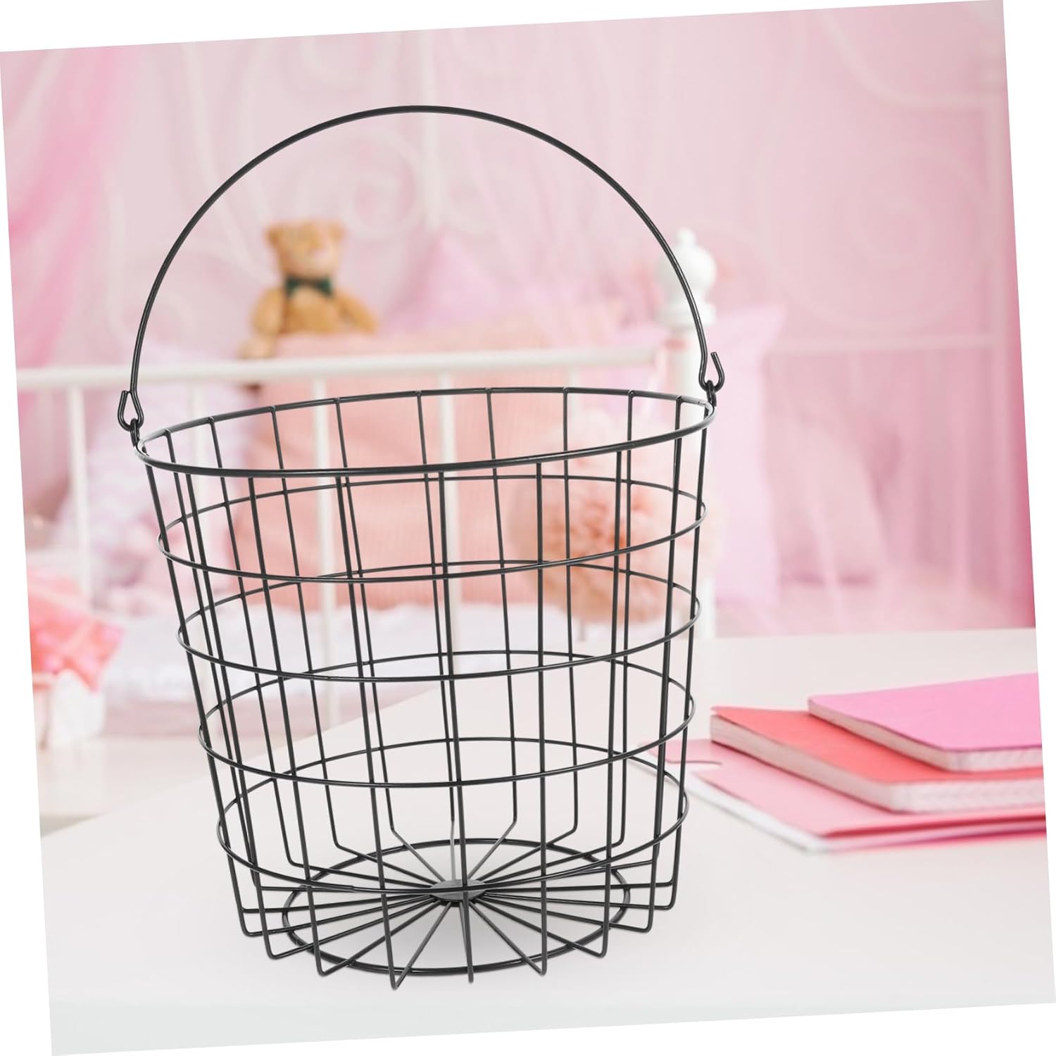BESTYASH Wire Laundry Basket Rolling Storage Hamper Handle Iron Clothes Basket for Apartment Bathroom