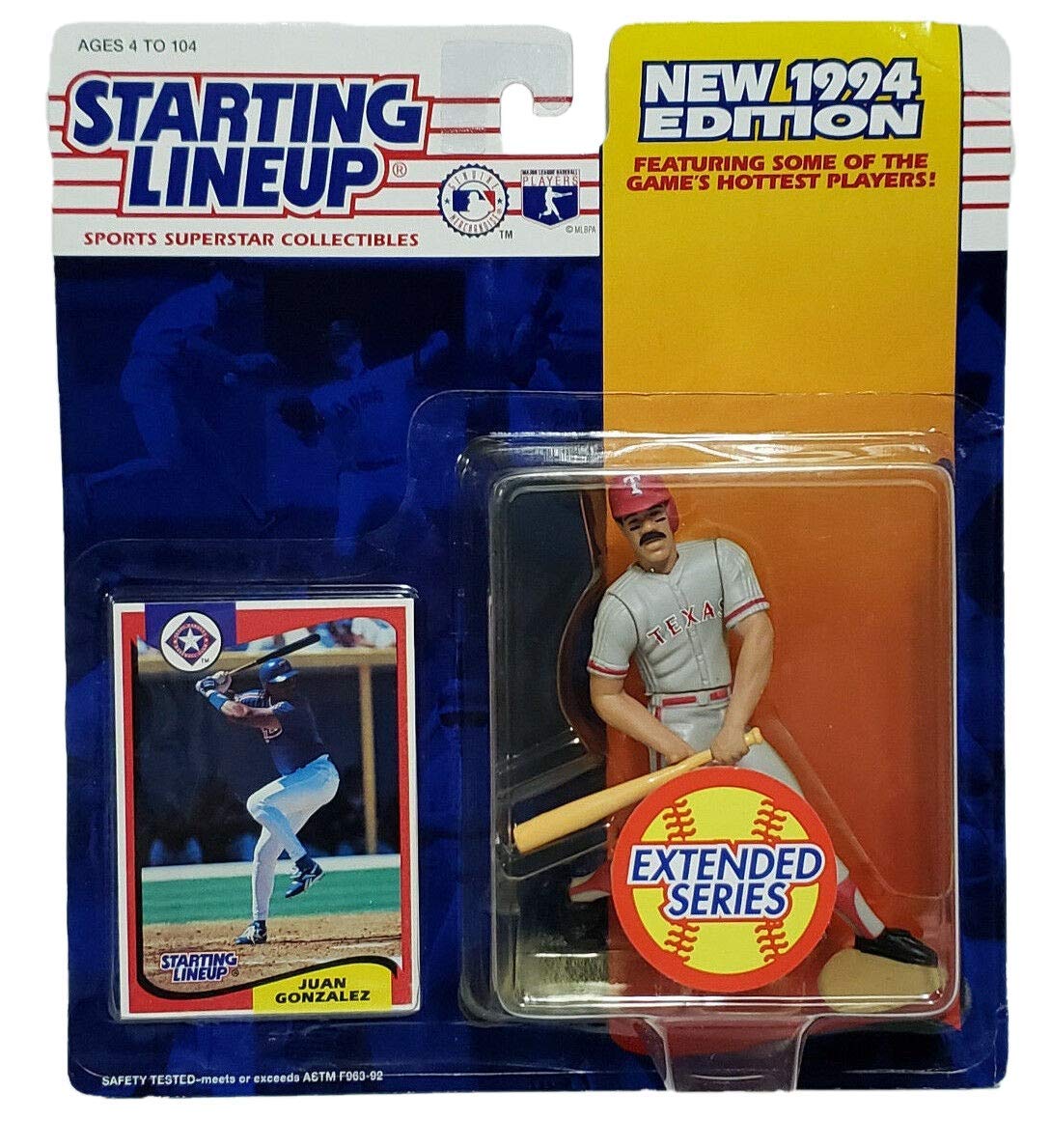 Amazon.com: Starting Lineup Juan González Figure with Trading Card 1994  Extended Series MLB Baseball Texas Rangers : Toys & Games