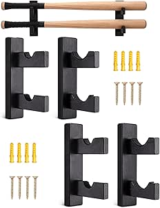 Support Mural Pour Batte De Baseball – Lot De 2 Crochets – Noir – Fait Main Canada