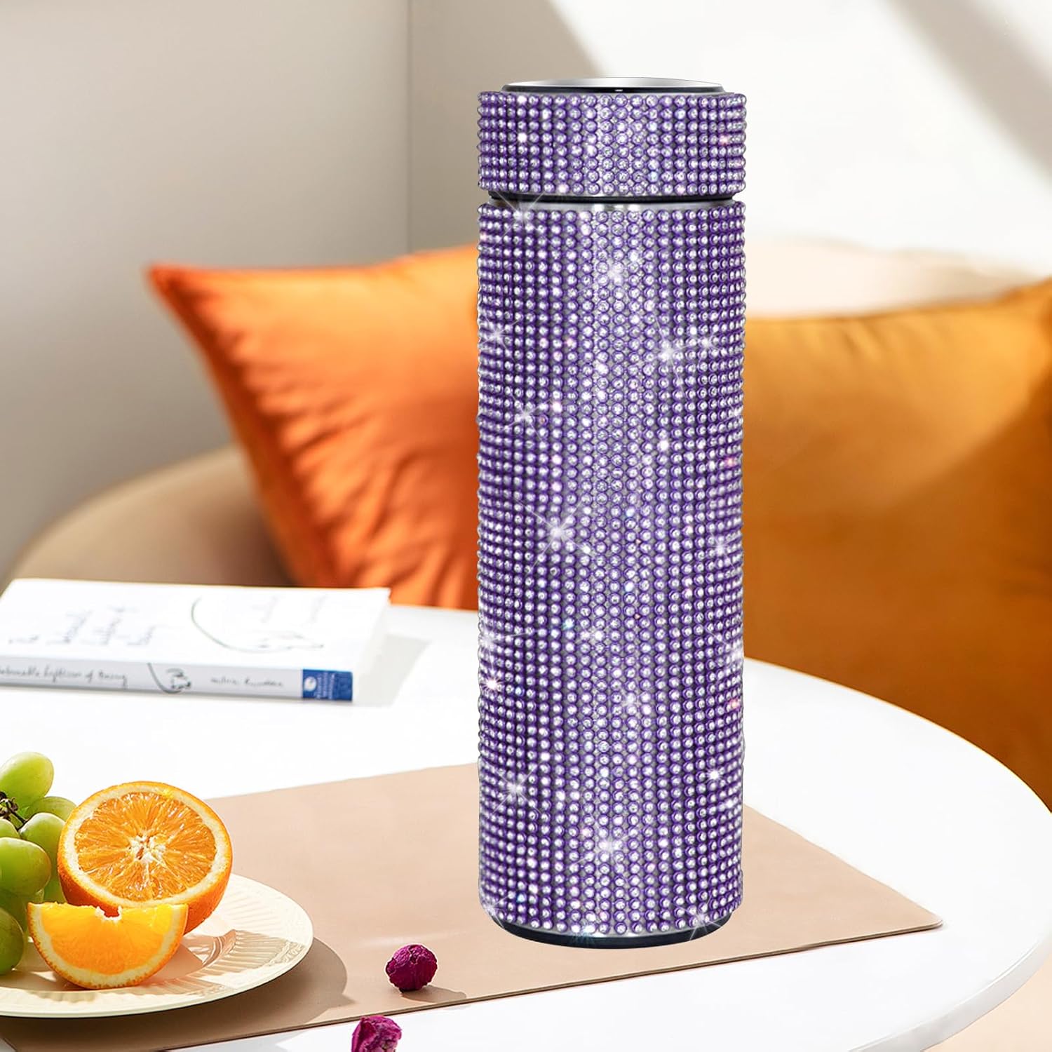 INSTOME 17oz Diamond Insulated Water Bottle – Sparkling Rhinestone Thermos for Women, Stainless Steel Bling Glitter Cup, Hot/Cold Retention, Leakproof & Stylish Daily Companion (purple, 17oz) - Image 7
