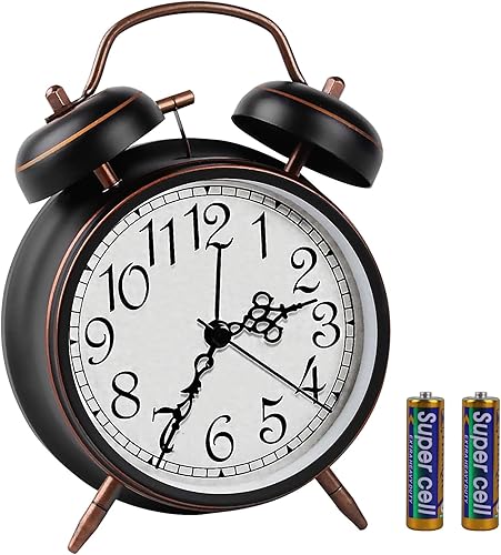 pxy Reloj despertador retro para personas que duermen pesadas, esfera 3D, funciona con pilas (batería incluida), reloj despertador analógico súper