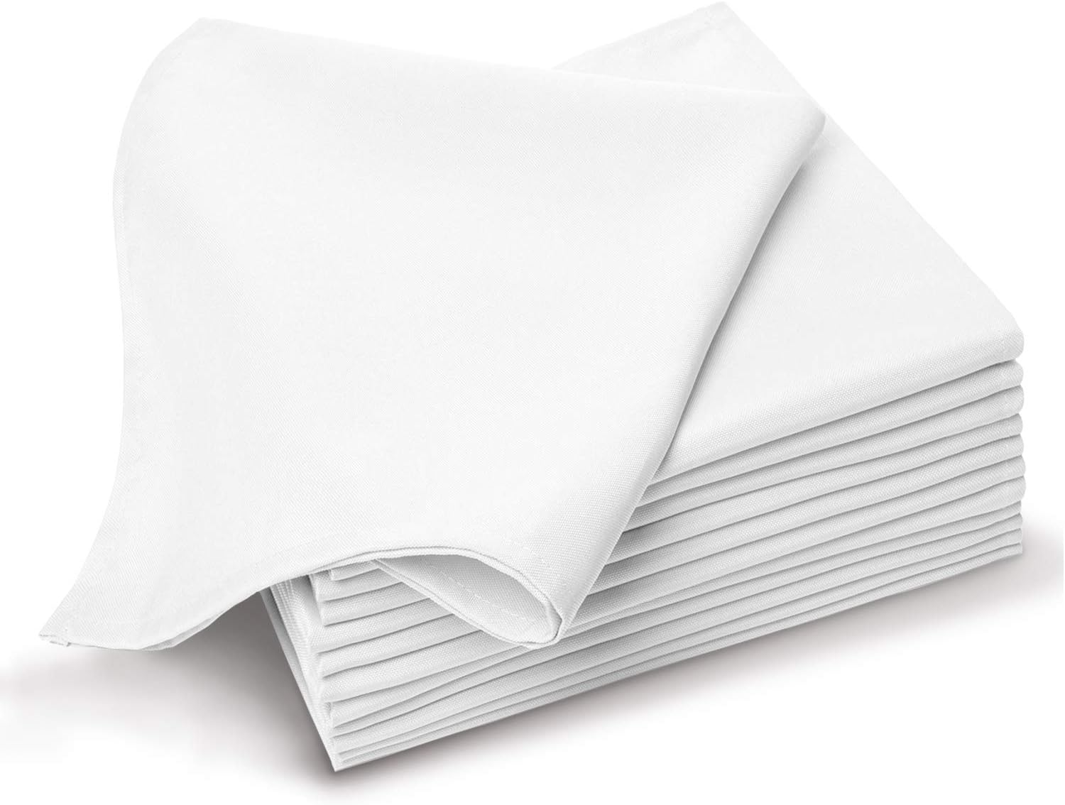 Pizuna 100% Cotton Dinner Napkins 14x14 inch (Set of 8), 400 Thread Count Long Staple Cotton Sateen Weave Premium, Durable & Soft Table Napkins (White Napkins for Dining Table)