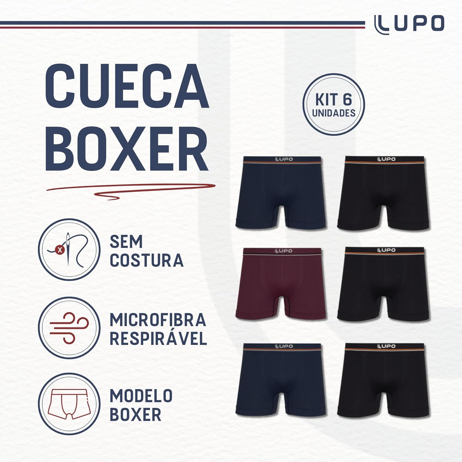 Kit 6 Cuecas Boxer Lupo Microfibra Poliamida Sem Costura Adulto Masculino em promoção! Veja a oferta e mais achadinhos de Moda íntima 2 Hoje é o melhor dia para comprar Kit 6 Cuecas Boxer Lupo Microfibra Poliamida Sem Costura Adulto Masculino com aquele preço maroto! Promoção! Aproveite a oferta! 2