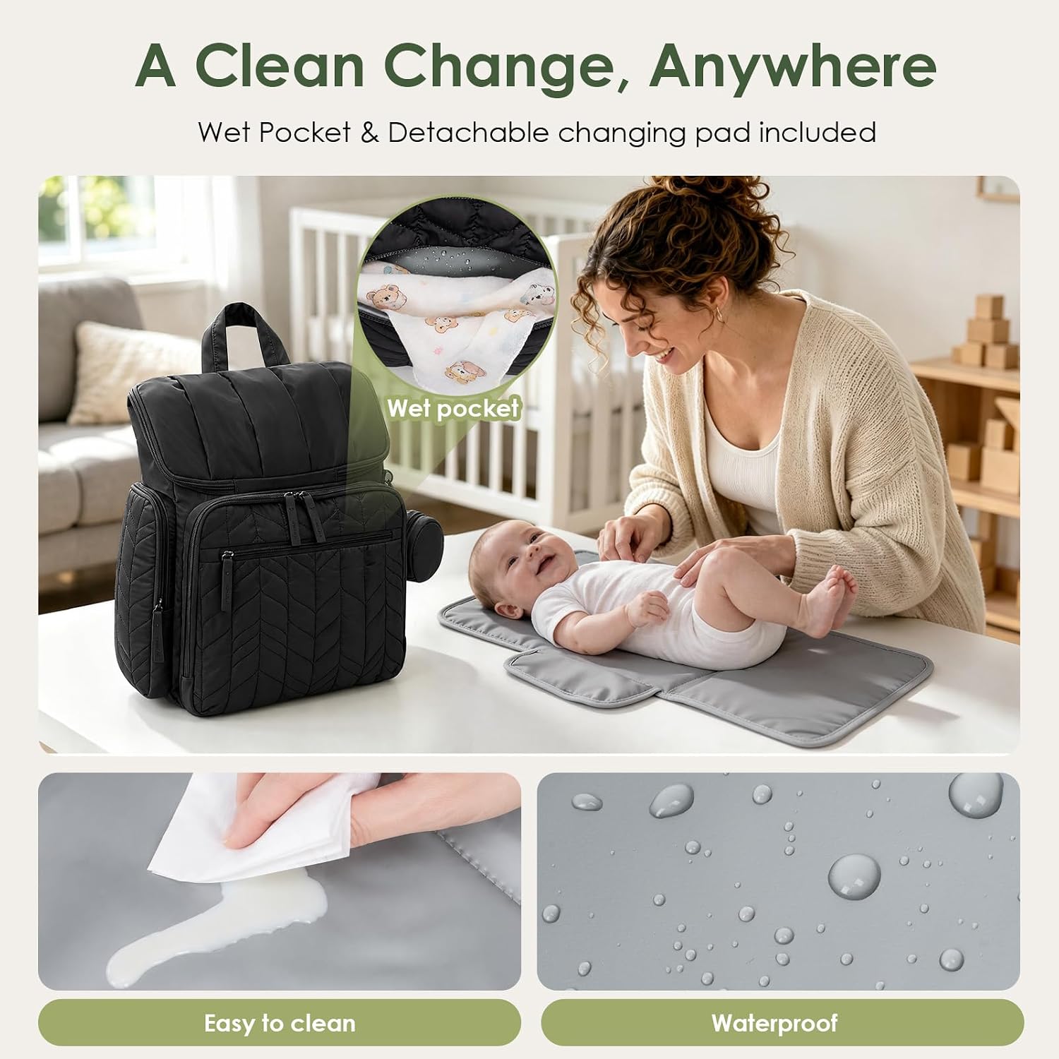  Diaper Bag Backpack, Large Travel Baby Bag for Daily Essentials thumbnail