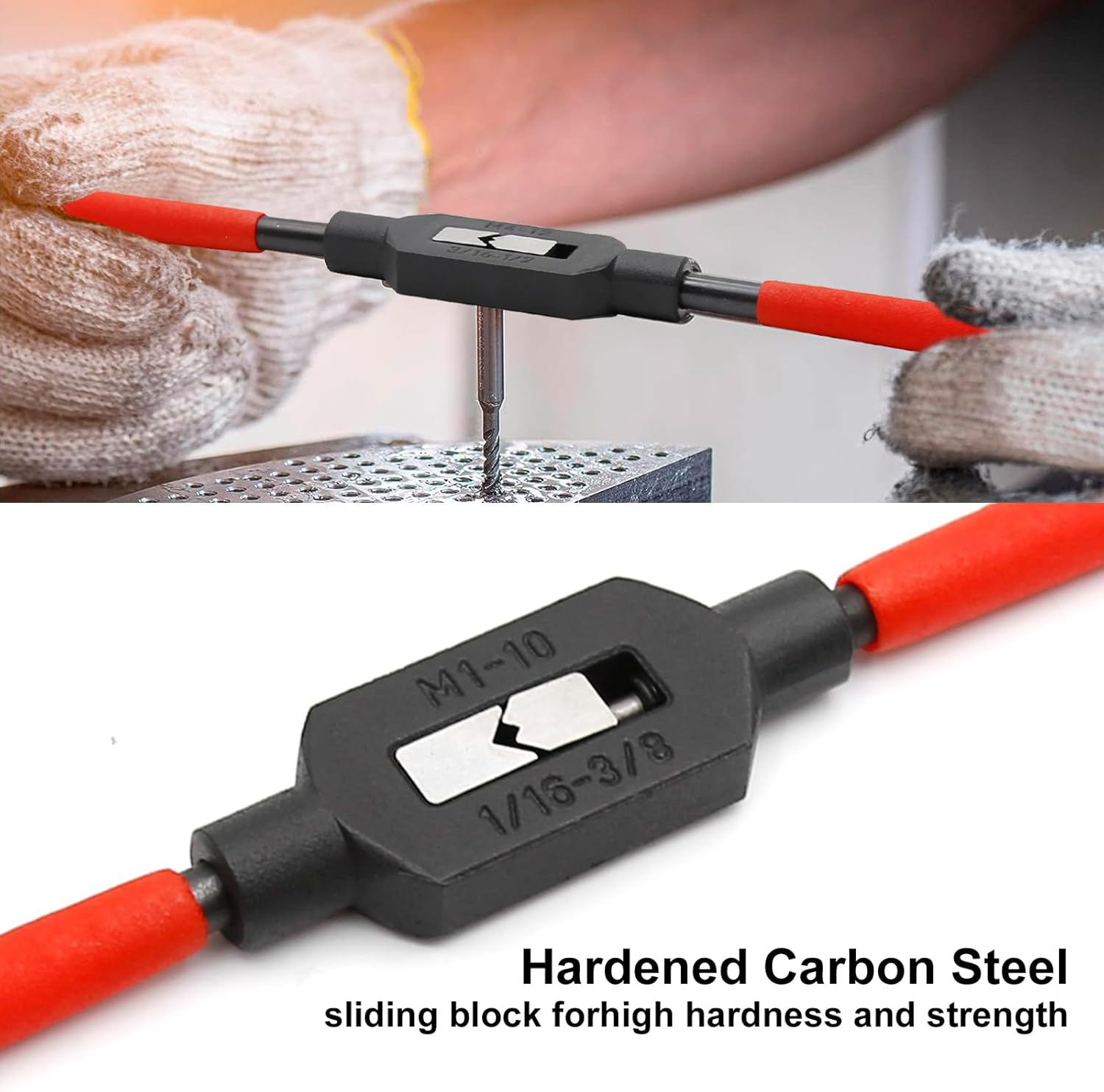 3 Different 1/16"-3/8" Adjustable Tap Wrench Handle Thread Tap Holder Reamer Hand Tapping Tool for Machinist Repair with Plastic Dipped Handle (M1-M10)