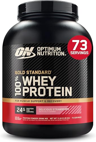 Optimum Nutrition Gold Standard 100% Whey Protein Powder, Delicious Strawberry, 5 Pound (Packaging May Vary)