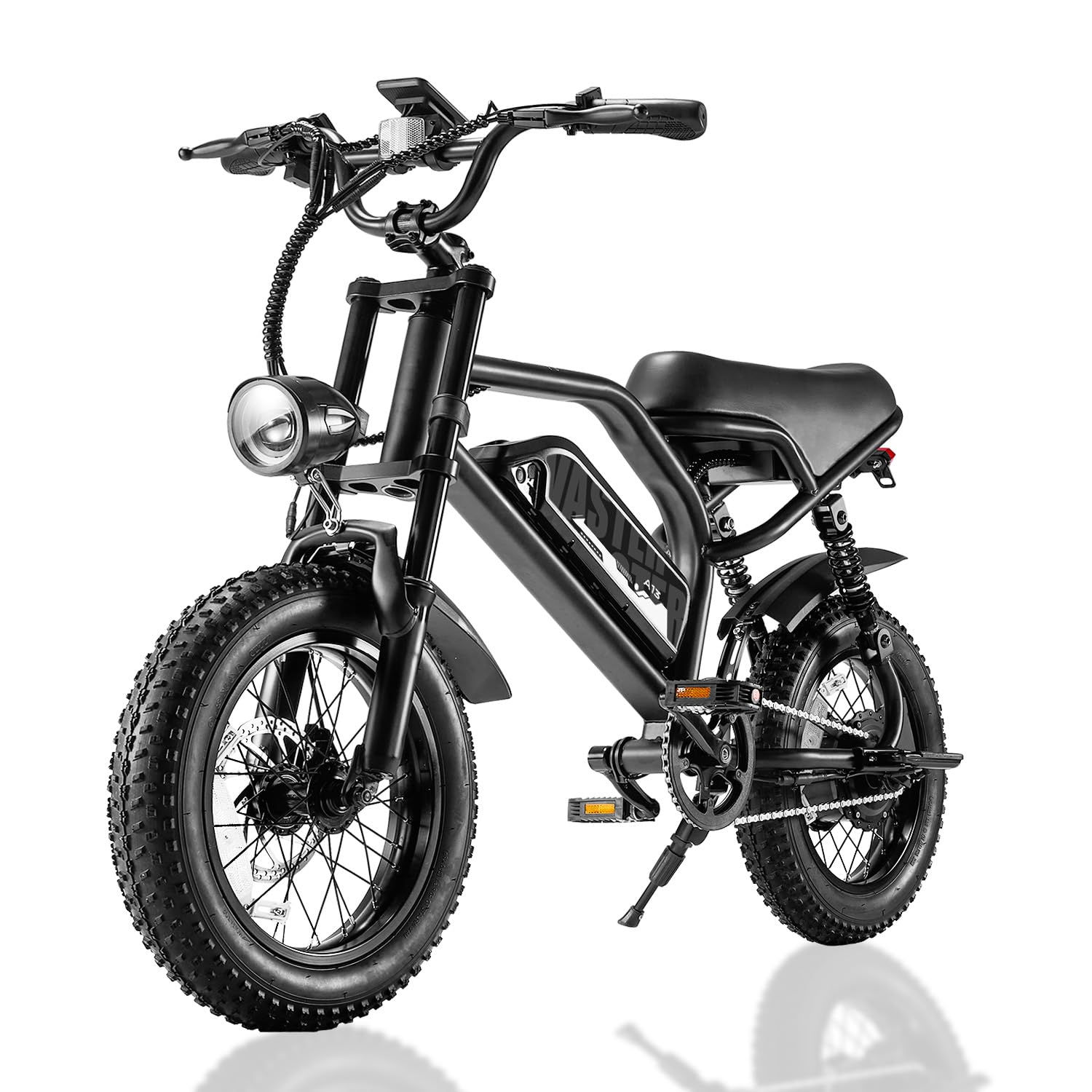 Bici Elettrica 16 Pollici, Batteria Rimovibile 36V 12,8Ah, Fat Bike 16"x3.0", Display LCD Grande, Doppia Sospensione, Freni a Disco, Luci LED, Ebike per Adulti