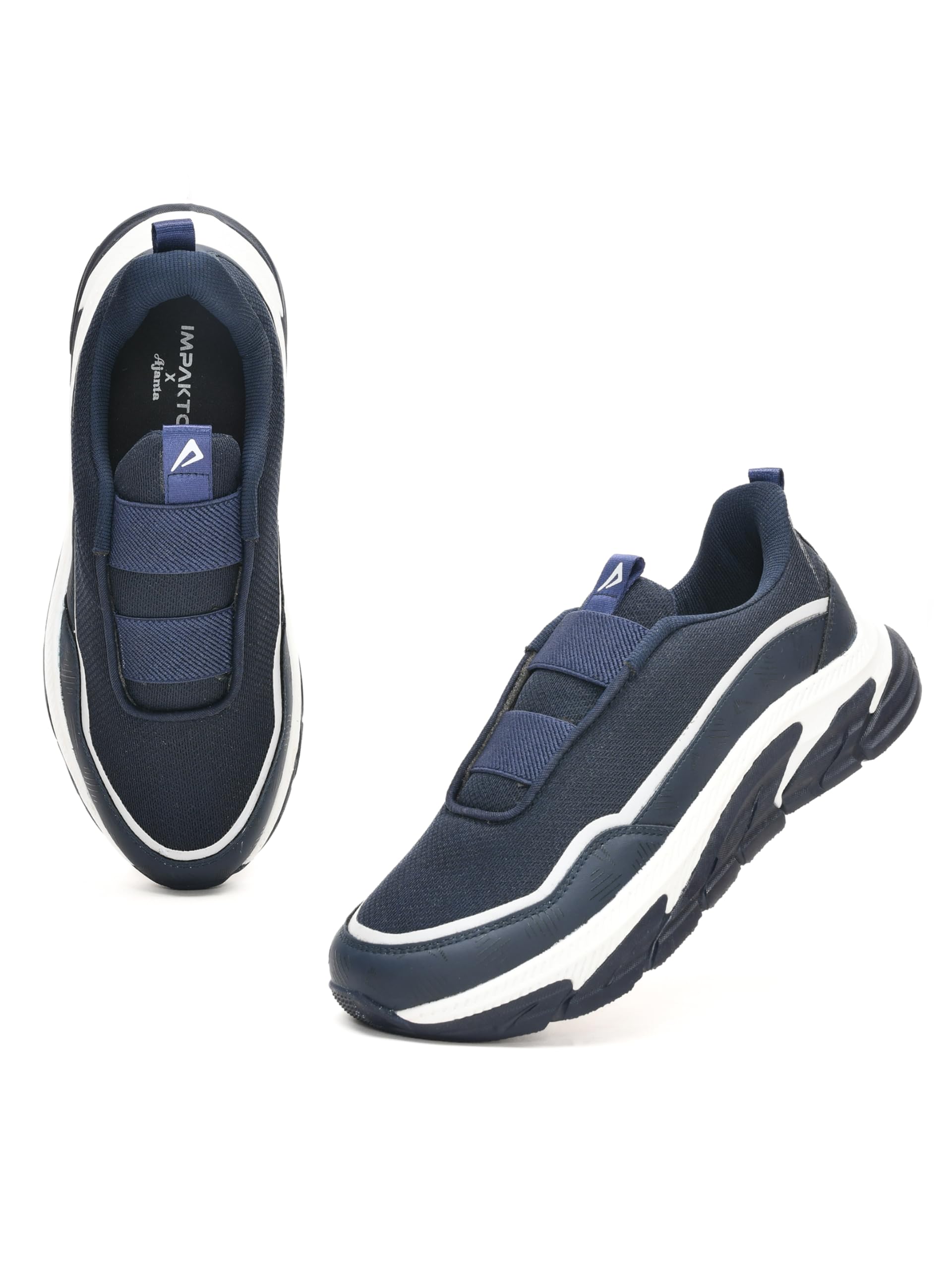 impakto IronHike Outdoor Shoes for Men | Slip-On Lace-Free Walking & Hiking Shoes | Breathable Mesh Upper | Cushioned EVA + Rubber Sole | Durable Grip for All Weather Navy Blue-picture-0