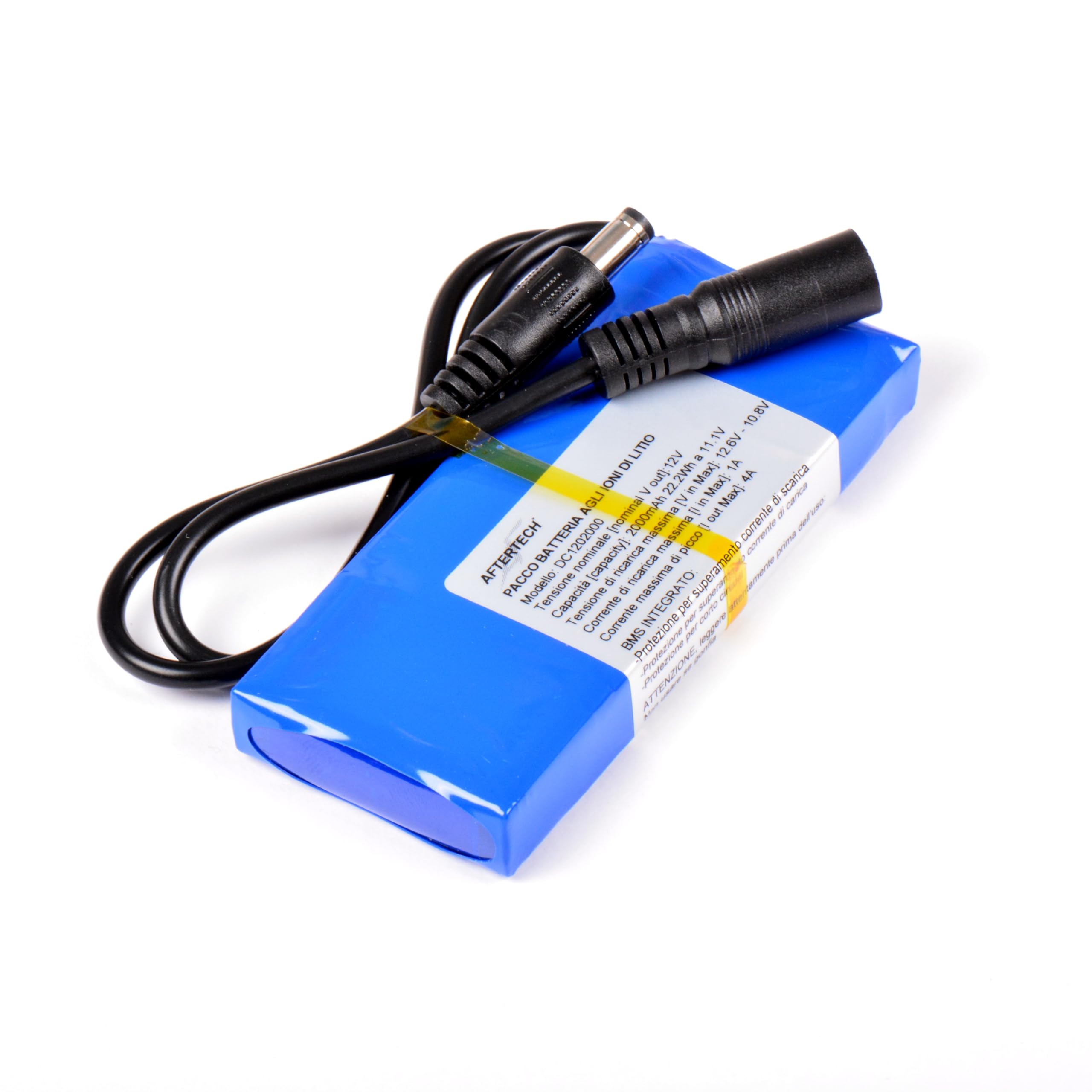 AFTERTECH PACCO BATTERIA PILA 12V 2000mAh 2Ah RICARICABILE AL LITIO 101x42x13mm 3s1p 12,6v G1E2