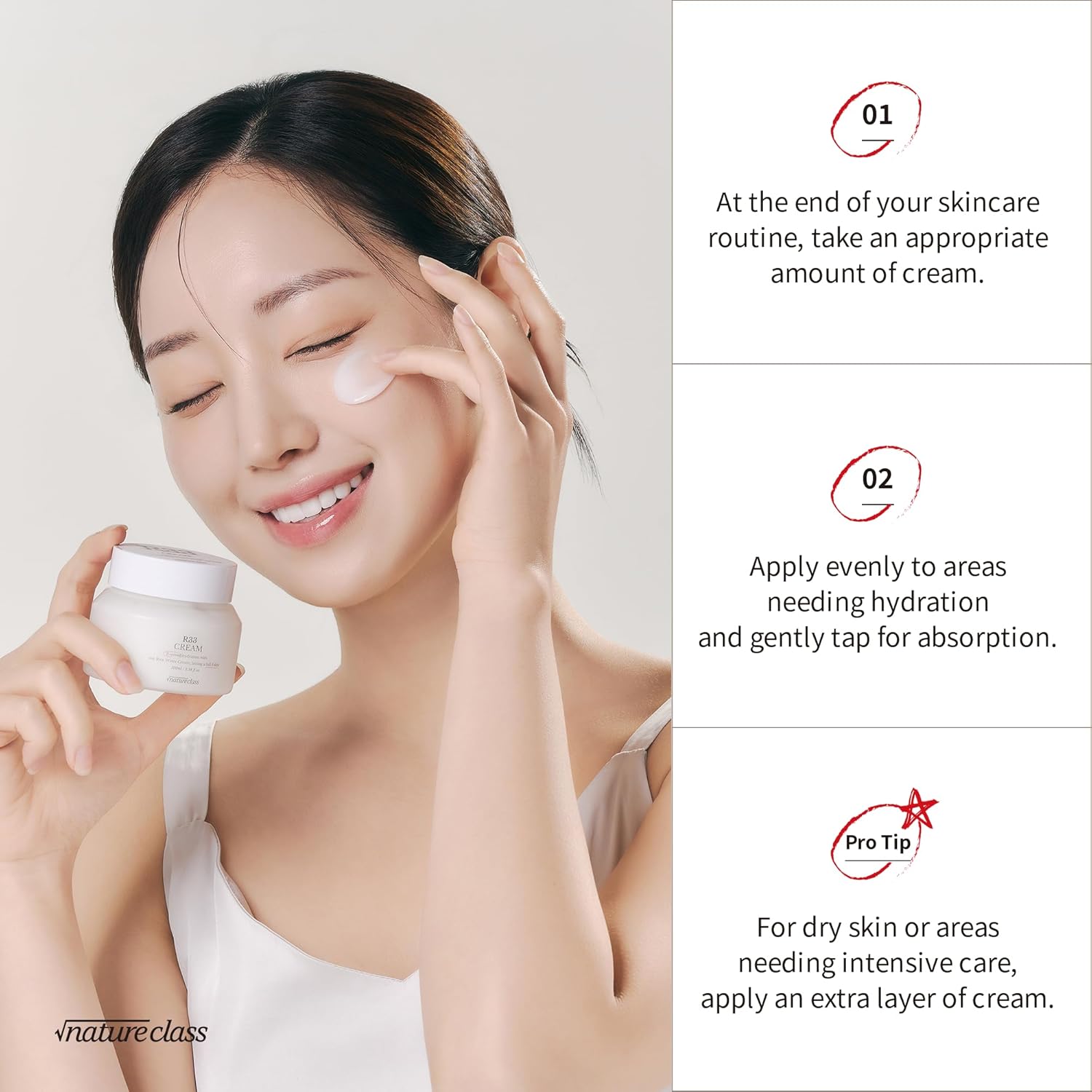 NATURECLASS R33 Hydrating Face Moisturizer – Moisturizing Cream for Dry Sensitive Skin, Hyaluronic Acid, Squalane, Rice Peptide Complex, Barrier Support, Fragrance Free Korean Skin Care, 3.38 fl oz - Image 7