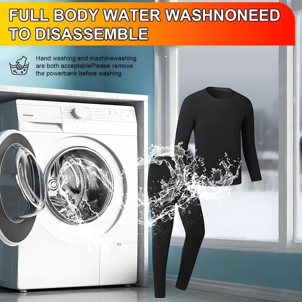Completo Intimo Termico riscaldante Intelligente a 42 Zone per Uomo e Donna,Ricarica USB Abbigliamento Invernale riscaldato & S