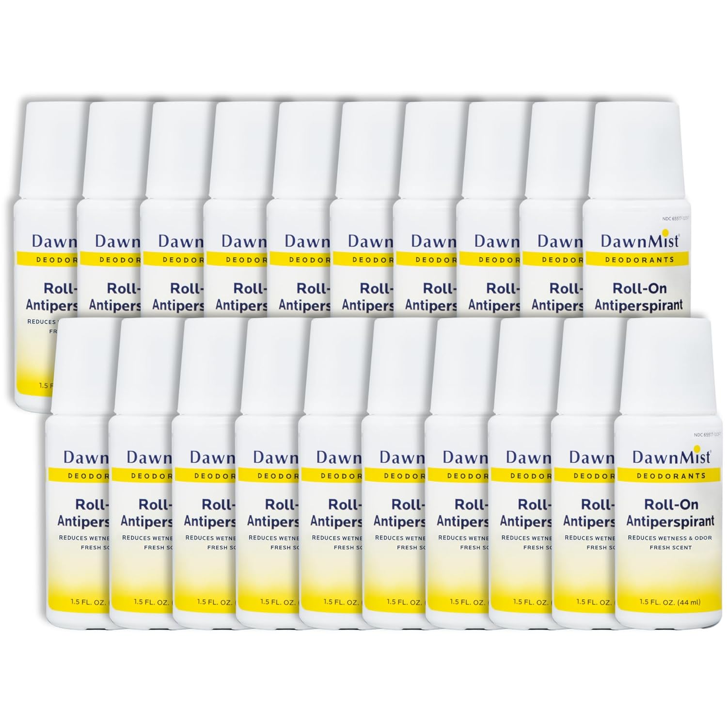 Dukal RD15 DawnMist Roll on Antiperspirant & Deodorant, Fresh Scent, Travel Size, 1.5oz, 20 pack