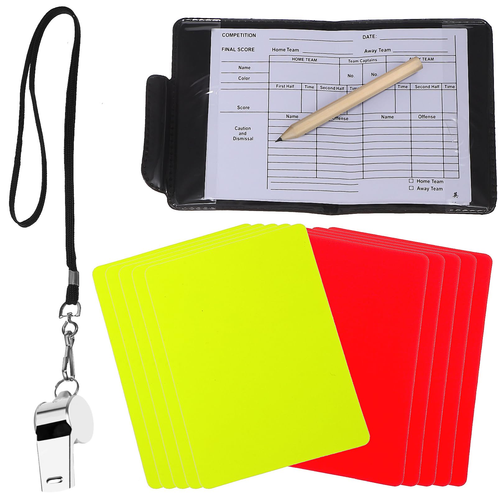 GOOHOCHY Soccer Referee Kit Red Yellow Cards Sports Whistle Score Sheet Portable Wallet Set