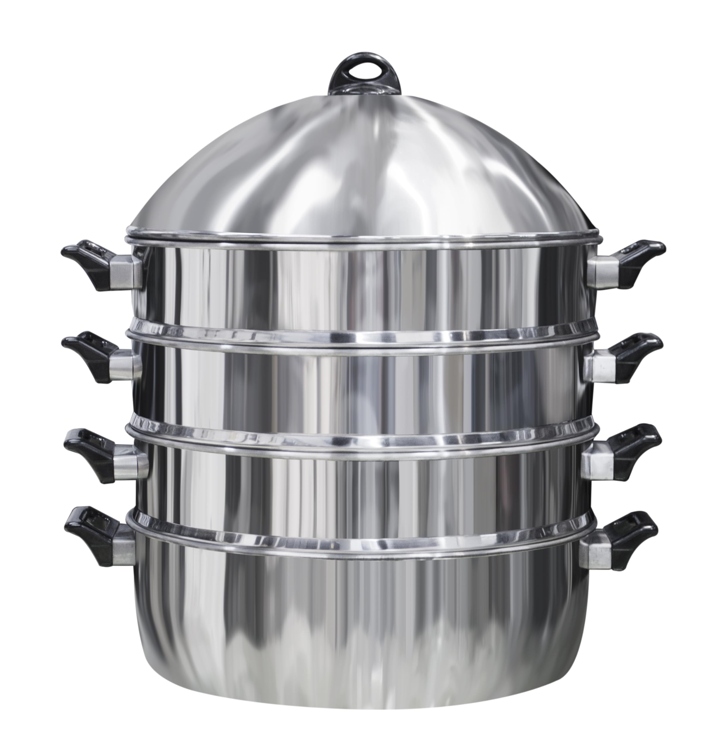 Grace Commercial Steamer Pot for Cooking Handles on Both Sides Large Capacity Steamer With 4-Tier Steamer Food Vegetable Cooking Pan 47cm/18.5 inch Steam Pot for Multipurpose Cookware