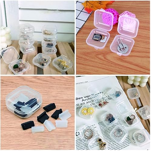 Miniatura 7 de Paquete de 102 organizadores de cuentas, 3 tamaños, cajas de almacenamiento de plástico transparente con tapas con bisagras, apilables y portátiles