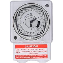 AC 220 V 24 Hours Mechanical Time Switch with Quartz Motor and Waterproof Cover Wall-Mounted Industrial Outdoor Timer for Automatic On/Off of Light Heater P