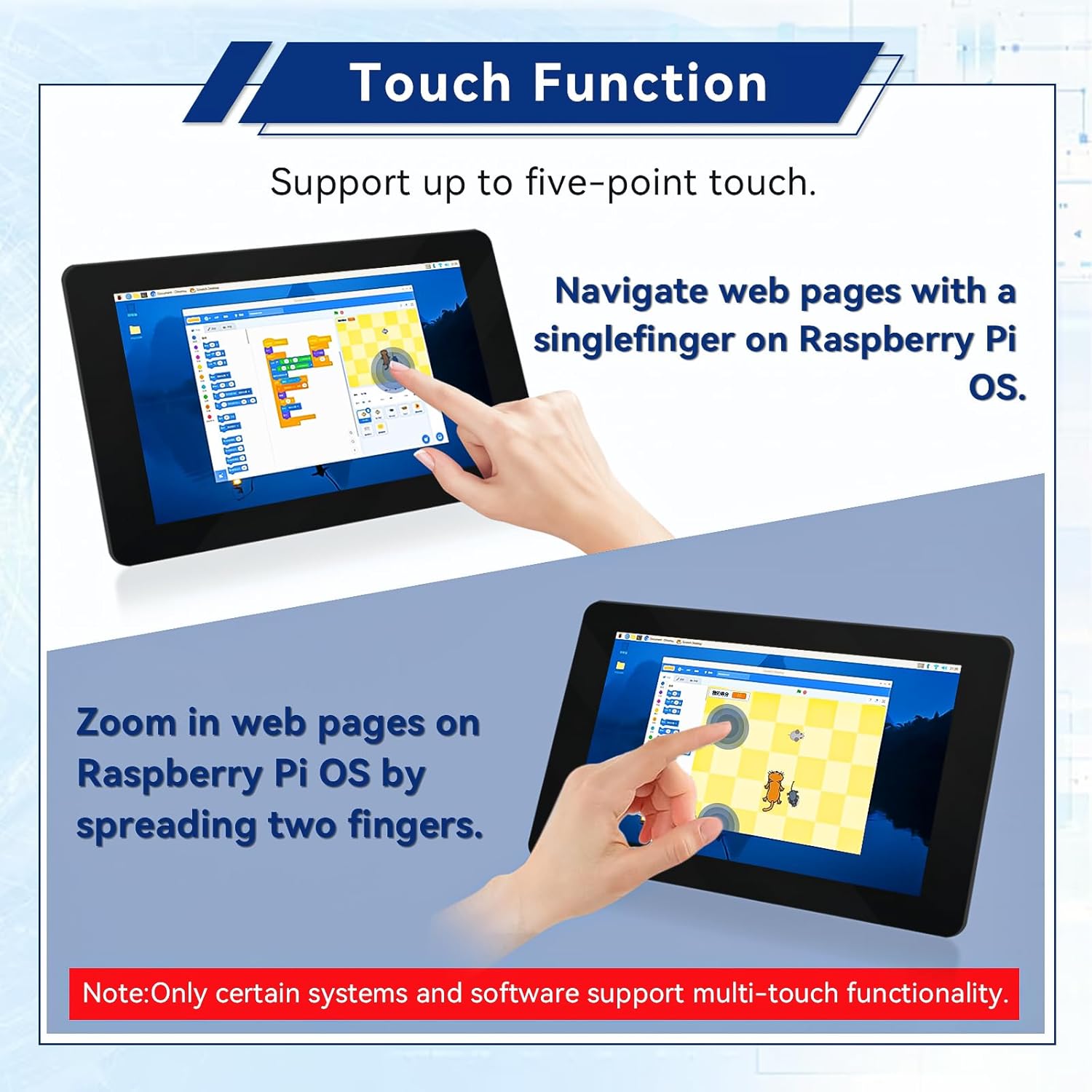 7 Inch Raspberry Pi Screen Touchscreen Monitor 800x480 IPS DSI Display for Raspberry Pi 5/4/3, MIPI Driver-Free Interface