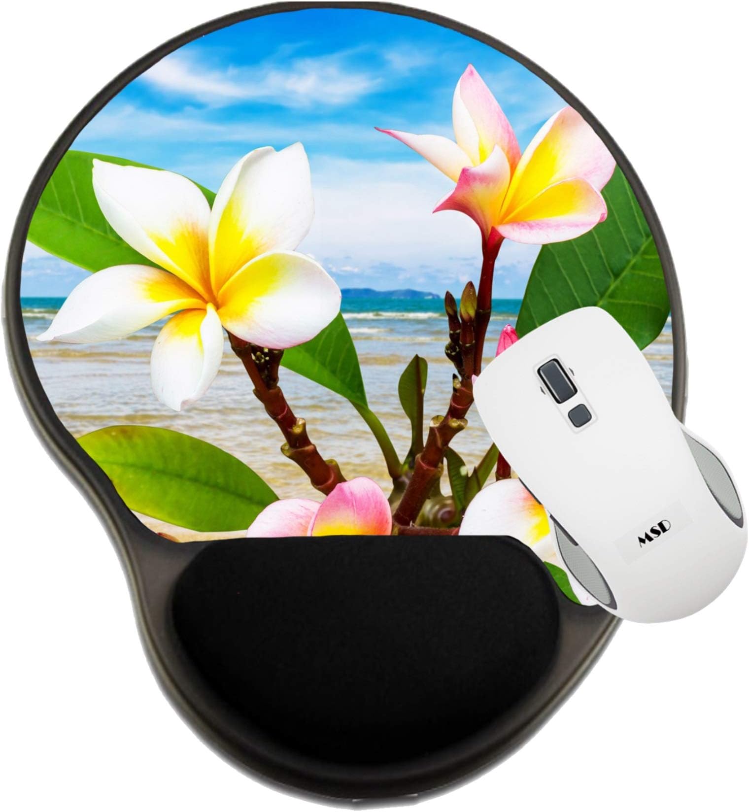 MSD Mousepad Wrist Rest Protected Mouse Pads, Mat with Wrist Support, Image ID: 28828008 Leelawadee Flower at Beach on Sum