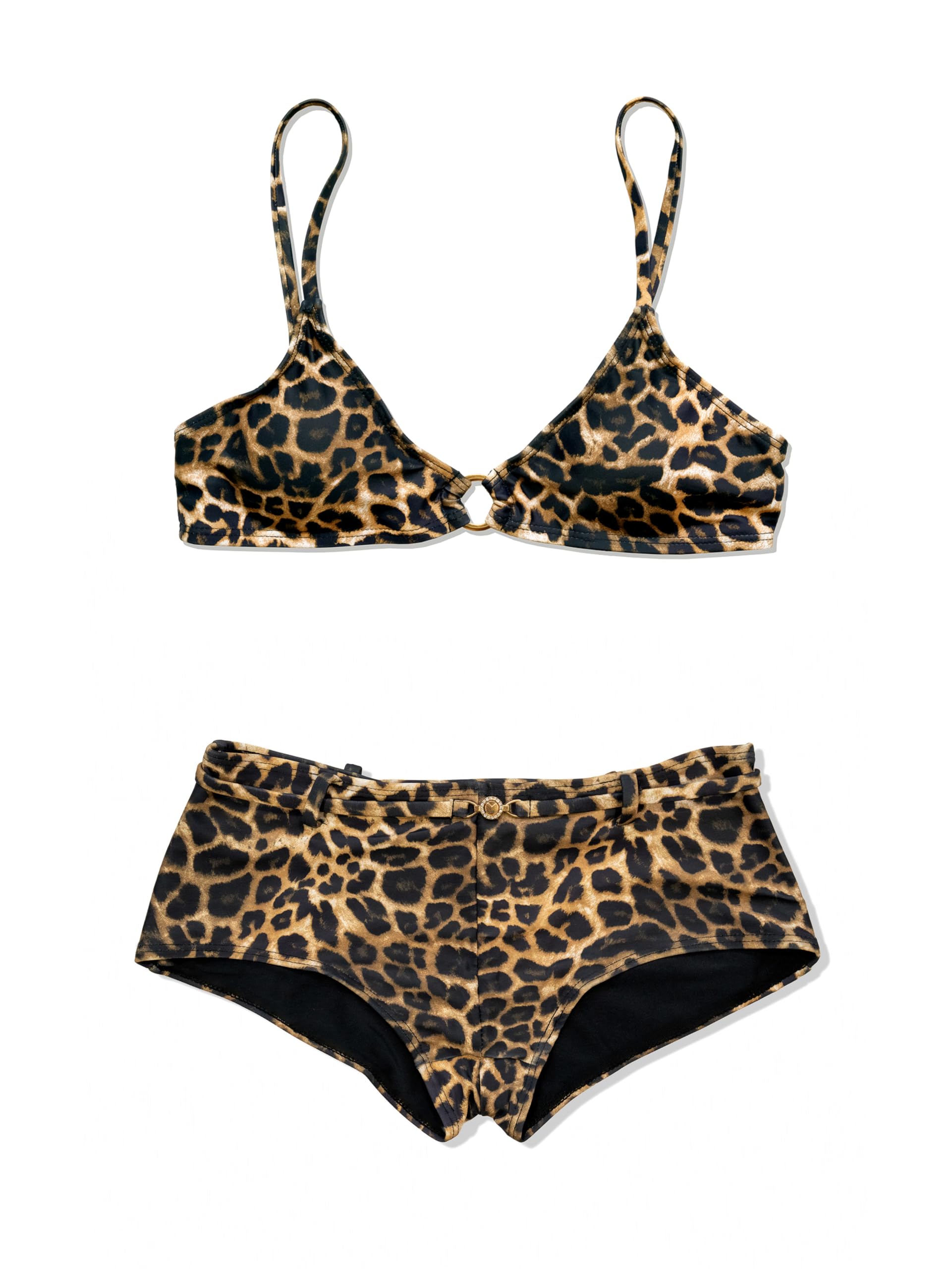 lost ape Leopard Scoop Neck Bikini Set Low Rise Swim Shorts Leopard Animal Print-picture-5