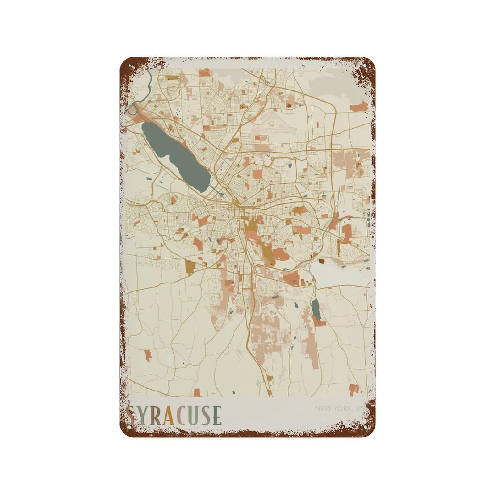 xiaoxiaoshen Syracuse Map New York Travel Gift Boho Wall Decor Art Metal Tin Poster Modern Home Decor Art Home Bar Shop Decorations Vintage Sign 30x20cm