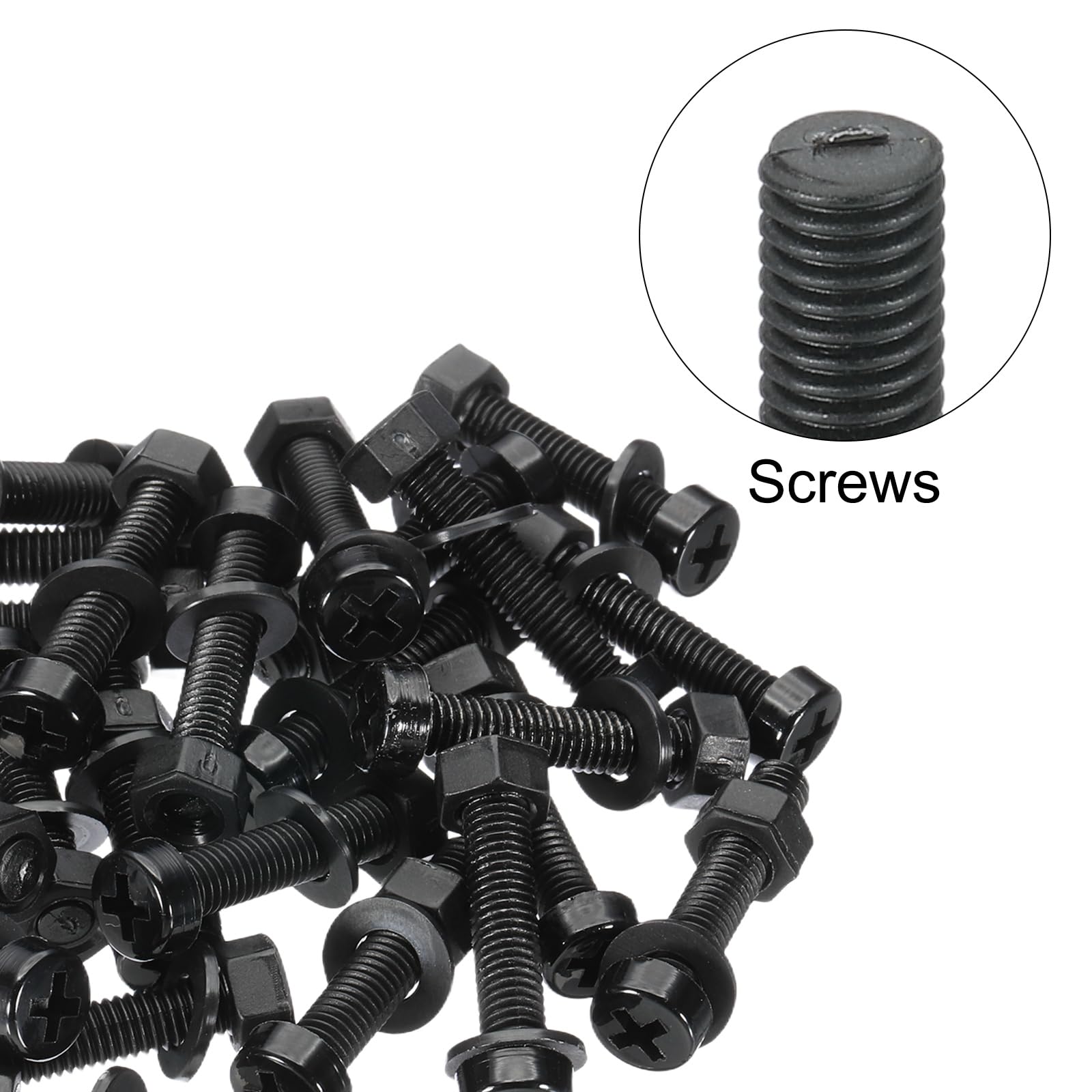 PATIKIL M5x25mm Black Nylon Bolts Plastic Nuts Full Thread Head Screws, 24 Pcs, M5*25mm - Image 4