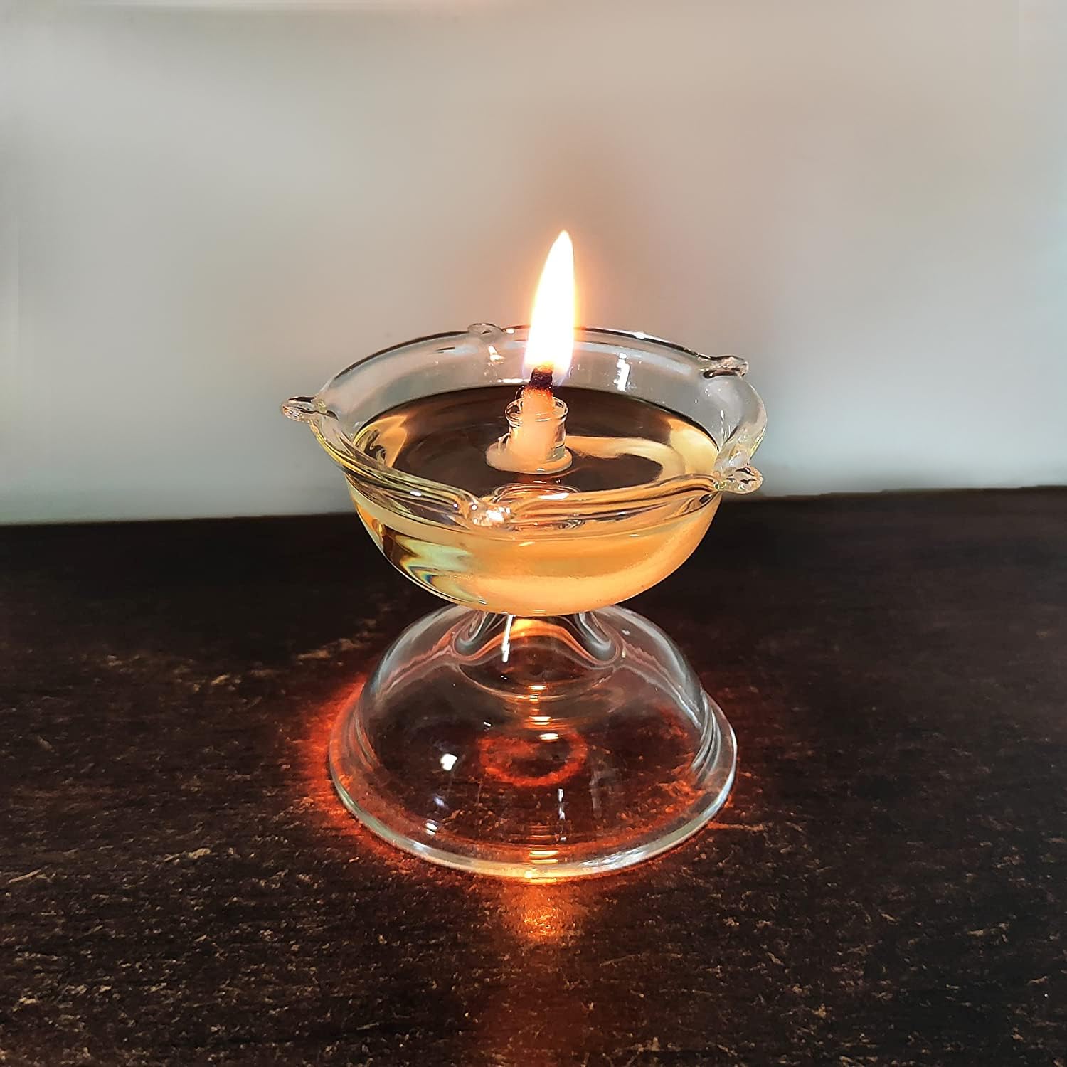 Glass Niranjan for Pooja, Puja samagree, Akhand Diya Mandir, Cotton Wick lamp Diyas Decorative Oil Lamp,Diwali Gifts, Home, Decor (Height: 2 inch)-image-34