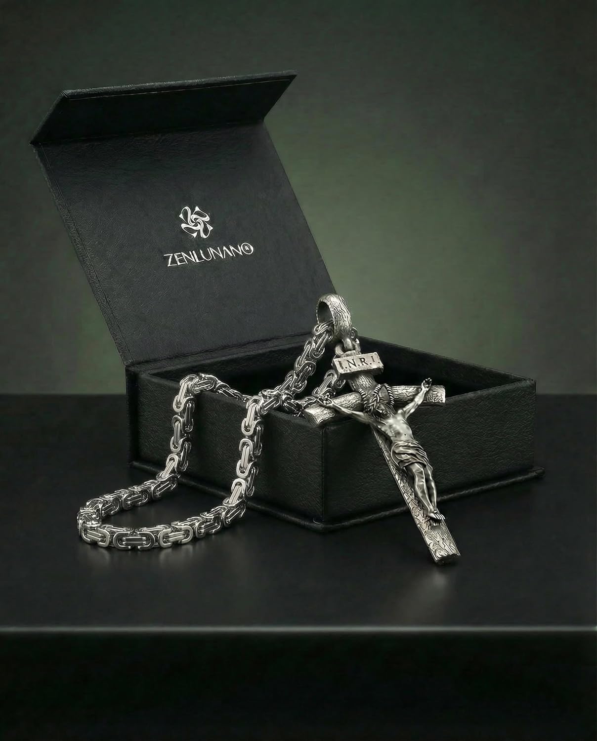 Catholic Crucifix Necklace for Men and Women, Exquisite Medium/Large Crucifix Pendant, Vintage Gold&Silver Tone, Faith Jewelry with Luxury Gift Box