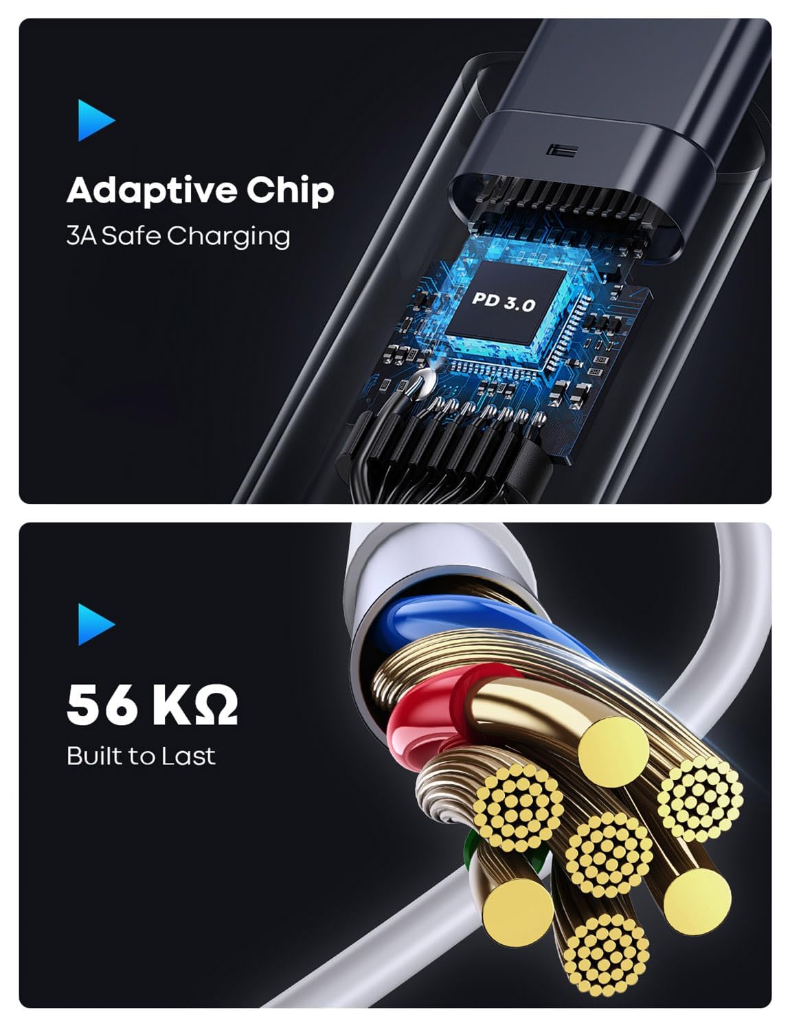 CLEEFUN USB-C Kabel 3 M (2 Stück) – 60W PD Schnellladung, USB 2.0 – Für IPhone, IPad, MacBook