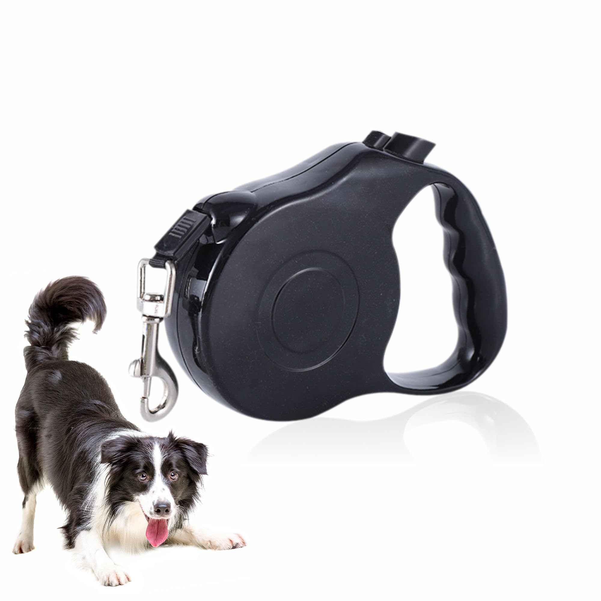 Retractable Dog Lead Pets Strong Lockable Leash Dogs Training 5 Meters Extendable Lead with One Button Brake and Lock Metal Snap Adjustable Hooks Max Weight Capacity 10kg Pet Accessories(Pack of 1)