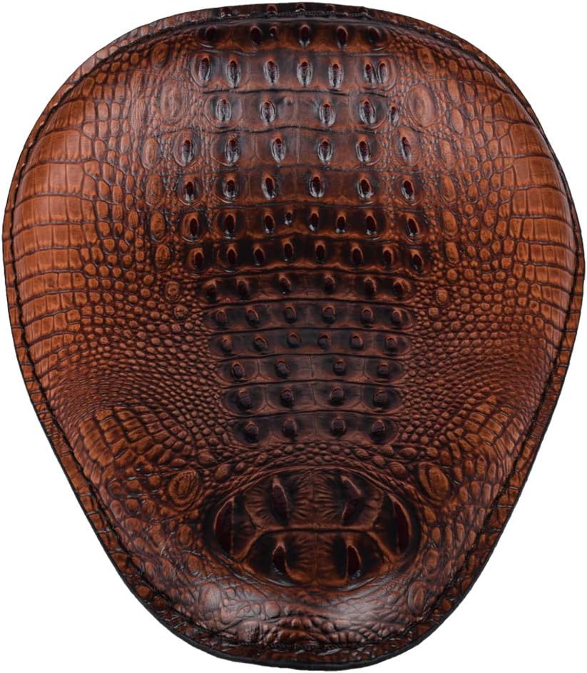 Universal Motorcycle Crocodile Leather Saddle Solo Seat Cushion Spring for Honda/Yamaha/Kawasaki/Suzuki/Bobber/Chopper (Brown)