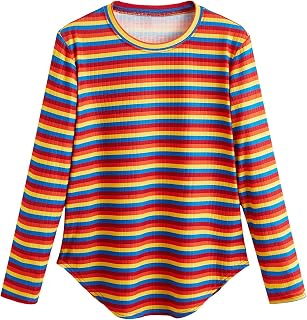 Women's Elbow Patch Striped High Low Top T-Shirt