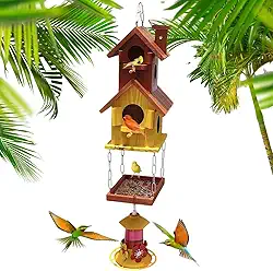 Casa De Passarinho E Comedouro Bebedouro Beija Flor Jardim Duplex