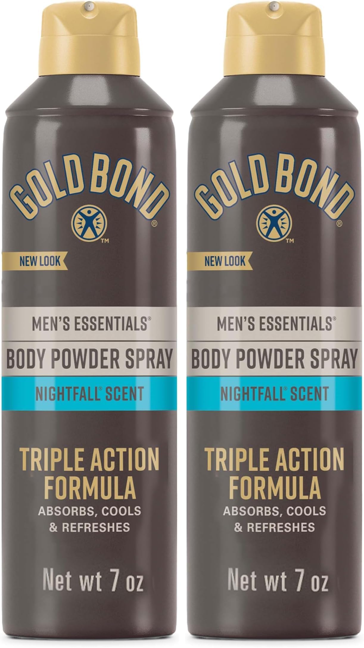 Men's Essentials Talc-Free Body Powder Spray | 7 oz | Pack of 2 | Nightfall Scent | Wetness Protection