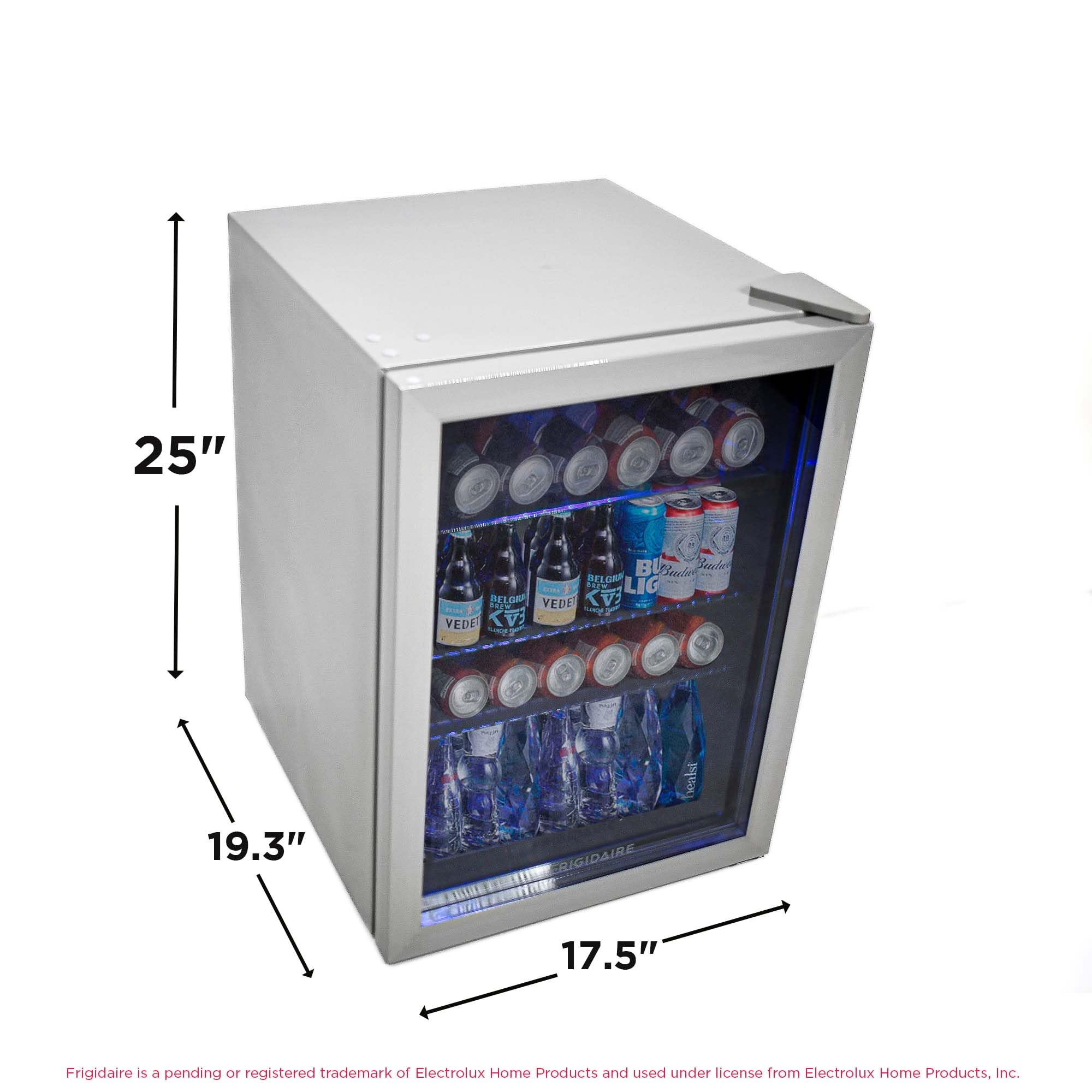 Frigidaire Efmis9o00, Beverage Fridge Refrigerator With Glass Door, Compact Mini Fridge With Digital Temperature Control Fits 88 Cans Or 25 Bottles, 74l Capacity - 19.29" D X 25" W X 17.51" H, Silver on Fridge.com - View 6