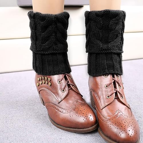 Miniatura 4 de Loritta 2-4 Pairs Womens Boot Socks Winter Warm Crochet Knitted Boot Cuffs Topper Socks Short Leg Warmers Gifts