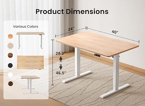 Miniatura 2 de BANTI Escritorio de pie de 40 × 24 pulgadas, ergonómico, altura eléctrica ajustable, para sentarse y ponerse de pie, escritorio de oficina para