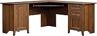 Sauder Carson Forge L-Shaped Corner Computer Desk in Washington Cherry - Rustic Vintage Home Office Desk with Storage