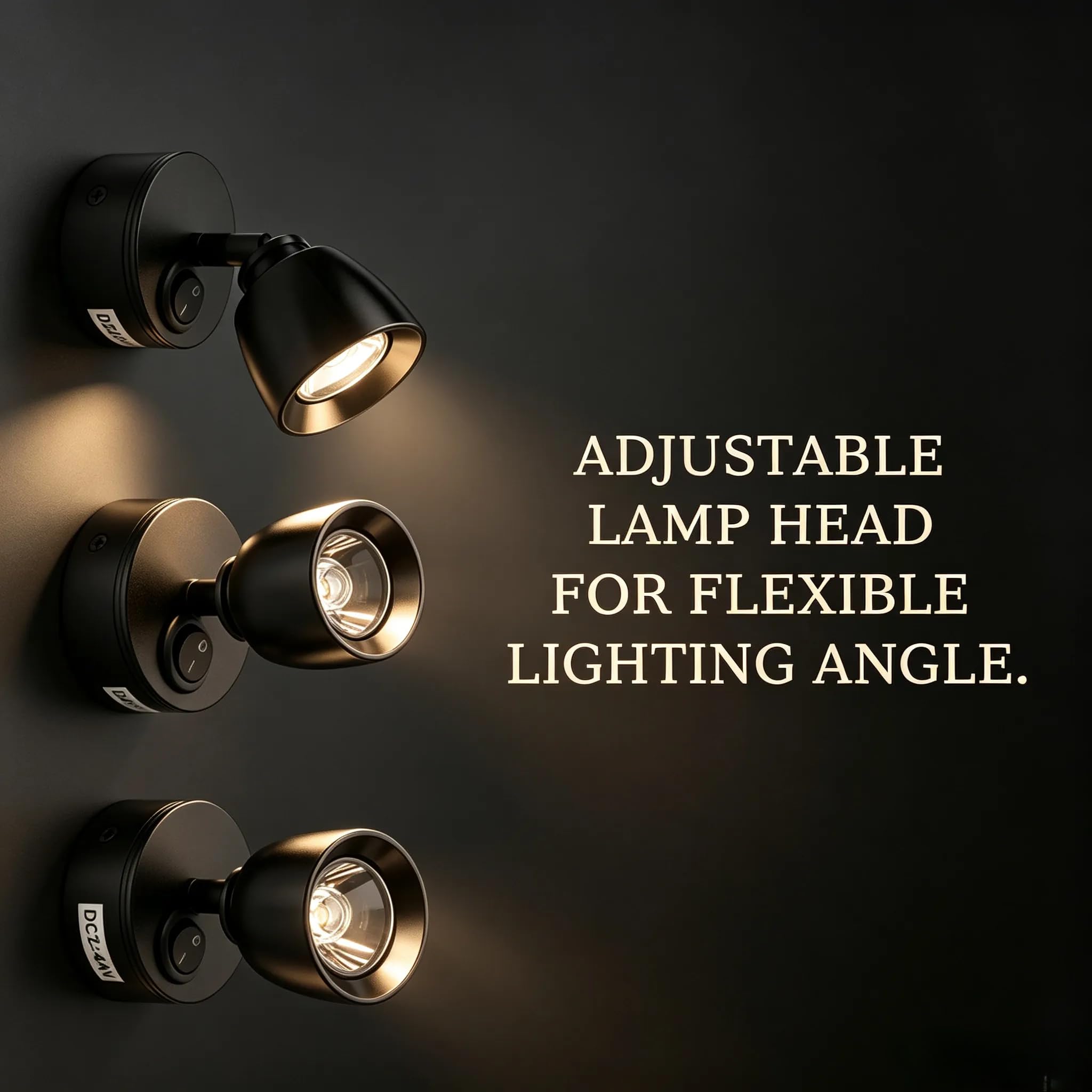 Confezione da 2 lampade da parete a LED da 12 V DC con interruttore, 2 W, 3200 K, luce bianca calda, lampada da lettura per camper, barca, camper, roulotte, illuminazione interna, braccio