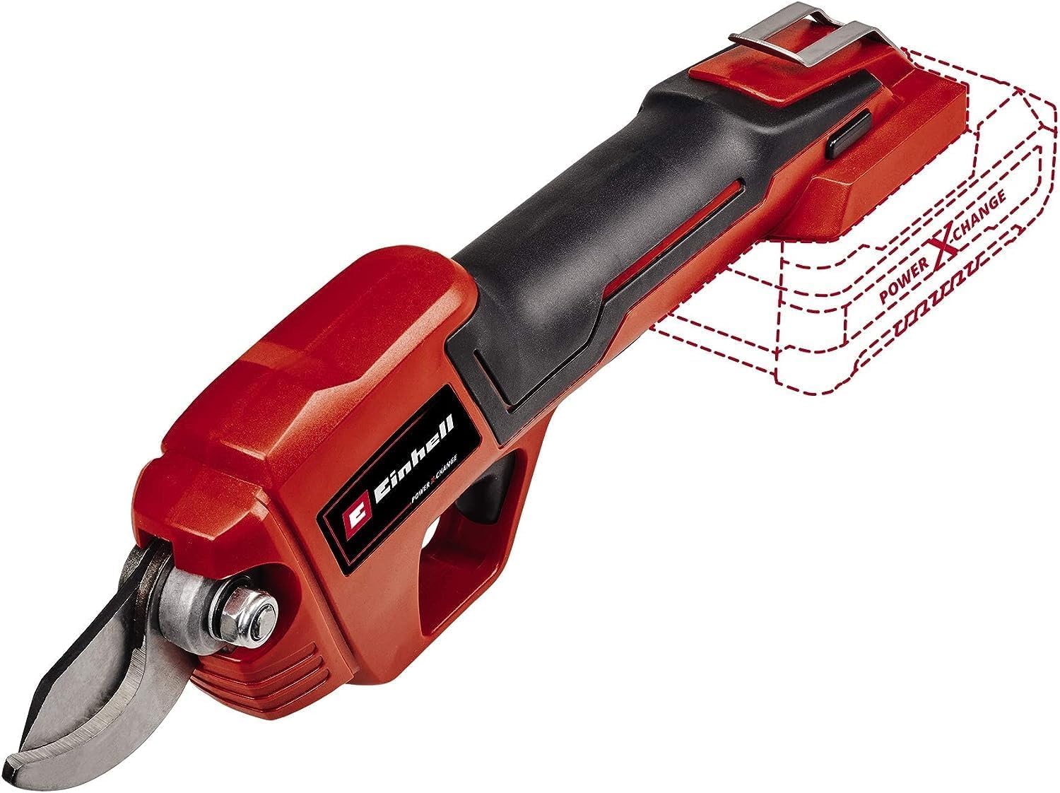 Einhell Sécateur sans fil GE-LS 18 Li-Solo Power X-Change (18 V, pour des branches jusqu’à 28 mm d’épaisseur, interrupteur de sécurité, revêtement souple Softgrip) avec chargeur et batterie 2,5Ah