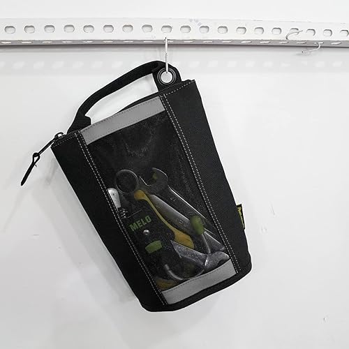 Miniatura 7 de MELOTOUGH Bolsa de sujeción, bolsa de herramientas de lona con cremallera, ventana de malla resistente, ojales colgantes