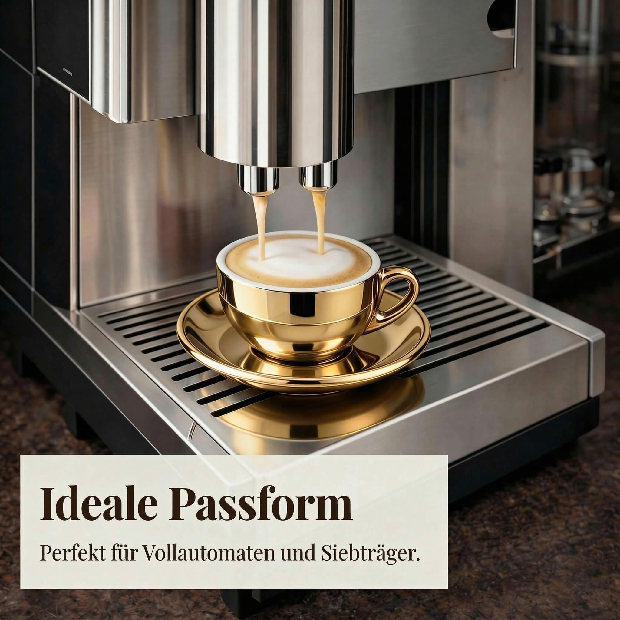 6 x filiżanka do cappuccino 200 ml | złoty - chrom | styl włoski | grube ścianki i ciężkie | zestaw 6 filiżanek do cappuccino ze spodkami - zestaw upominkowy