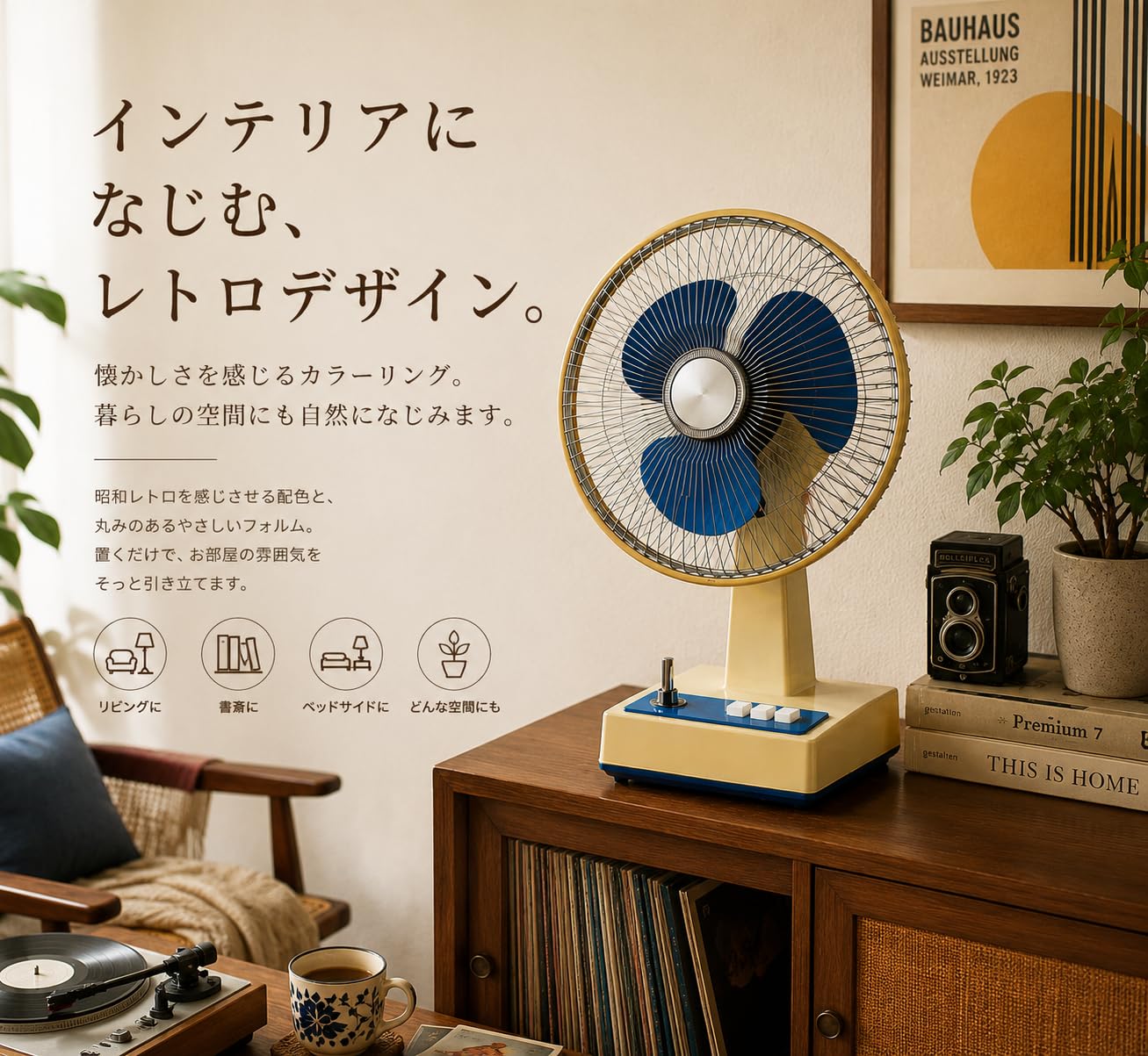 Amazon | 昭和レトロ 卓上扇風機 USB充電式 首振り 3段階風量 Type-C