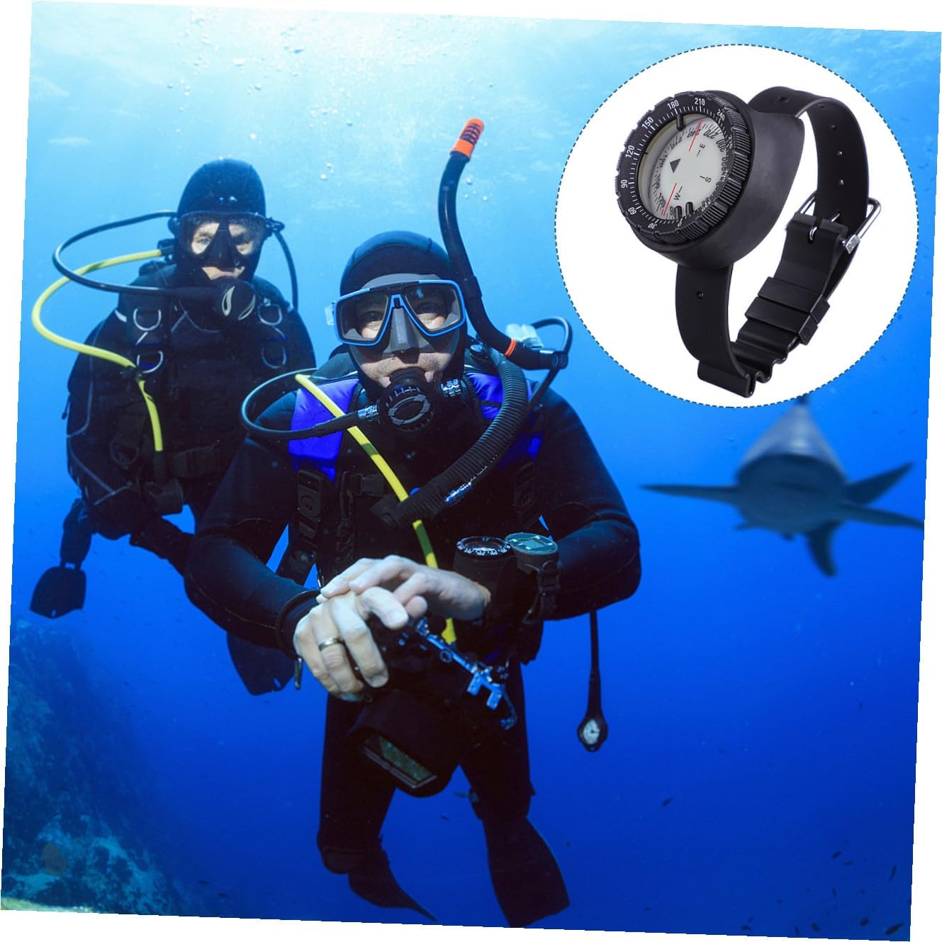 Underwater Luminous Wrist Compass Watch with Waterproof Balance Design, Black Mini Portable Outdoor Navigation Tool for Diving, Hiking, and Camping