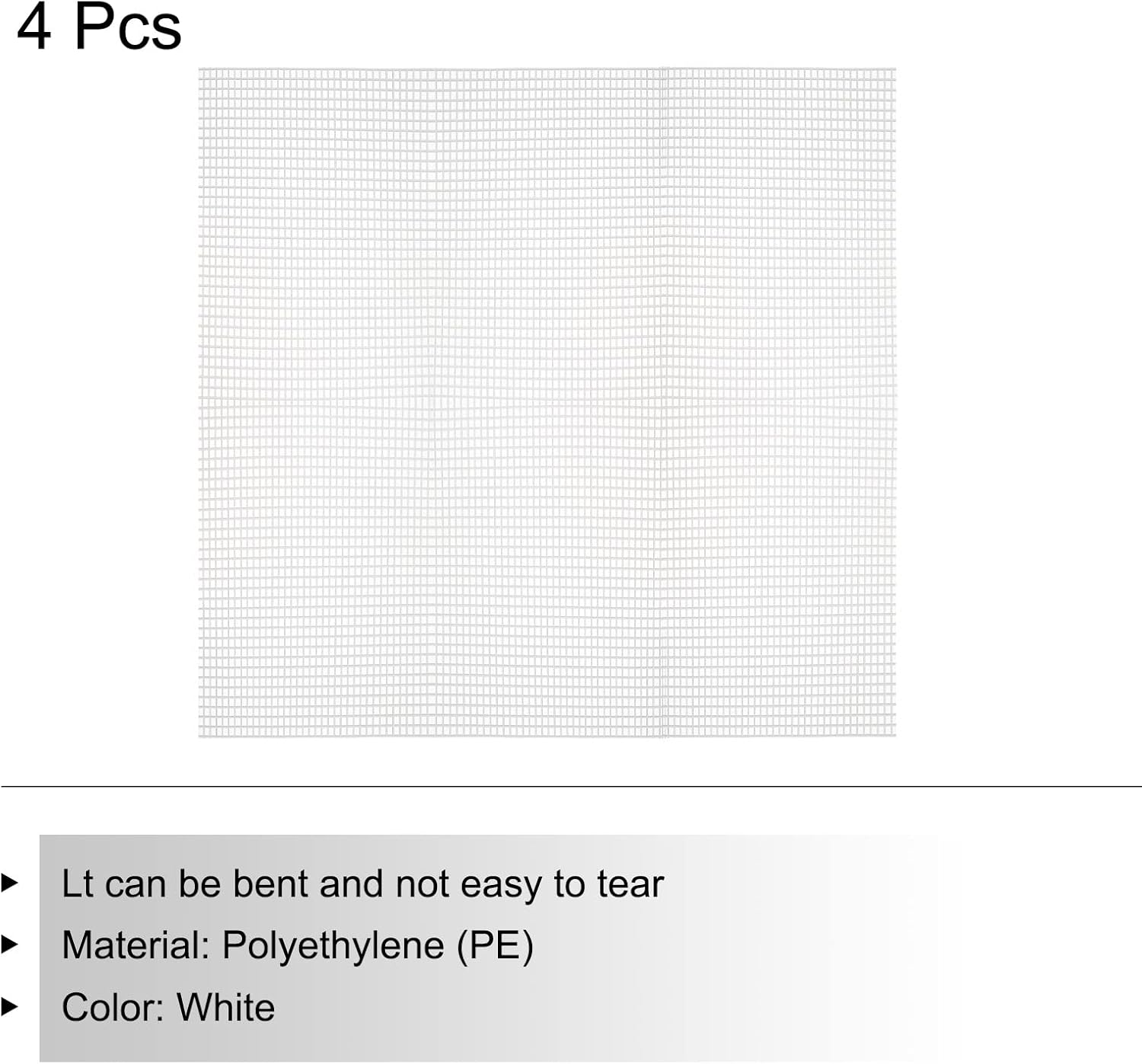 MECCANIXITY Plastic Mesh Canvas Sheet 38x36.5cm/15x14inch White Blank Canvas Rectangle 4mm Hole for Embroidery Needlepoint, Knit Crochet Mesh, Pack of 4