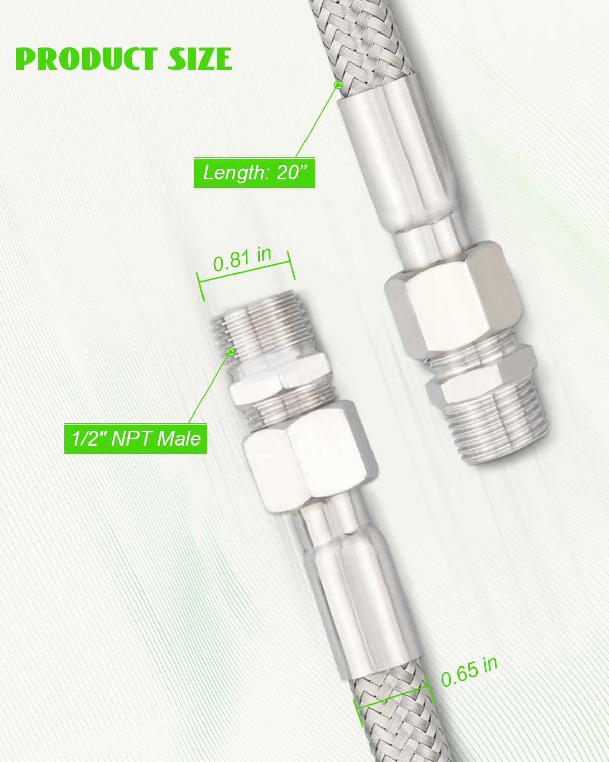 2 X 50,8 Cm Kompressor-Überbrückungsschlauch Aus Edelstahl – 1,27 Cm NPT, Temperaturbeständig Von -45,6°C Bis 398,9°C, Reduziert Vibrationen Für Längere Gerätelebensdauer