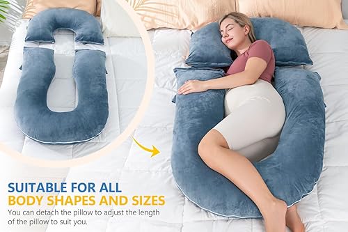 Miniatura 3 de INSEN Almohadas de embarazo, almohadas de maternidad multiusos para dormir y amamantar, almohada para sentarse para adultos (azul)