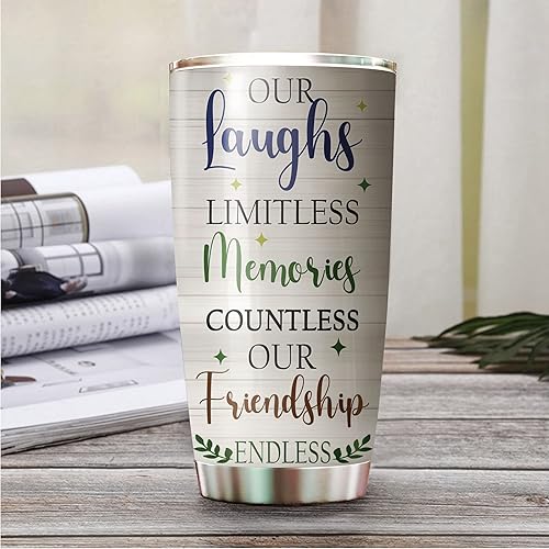 Miniatura 5 de Vaso personalizado con texto en inglés Because of you I laugh, tazas personalizadas para mejores amigos, amistad a larga distancia, regalos de
