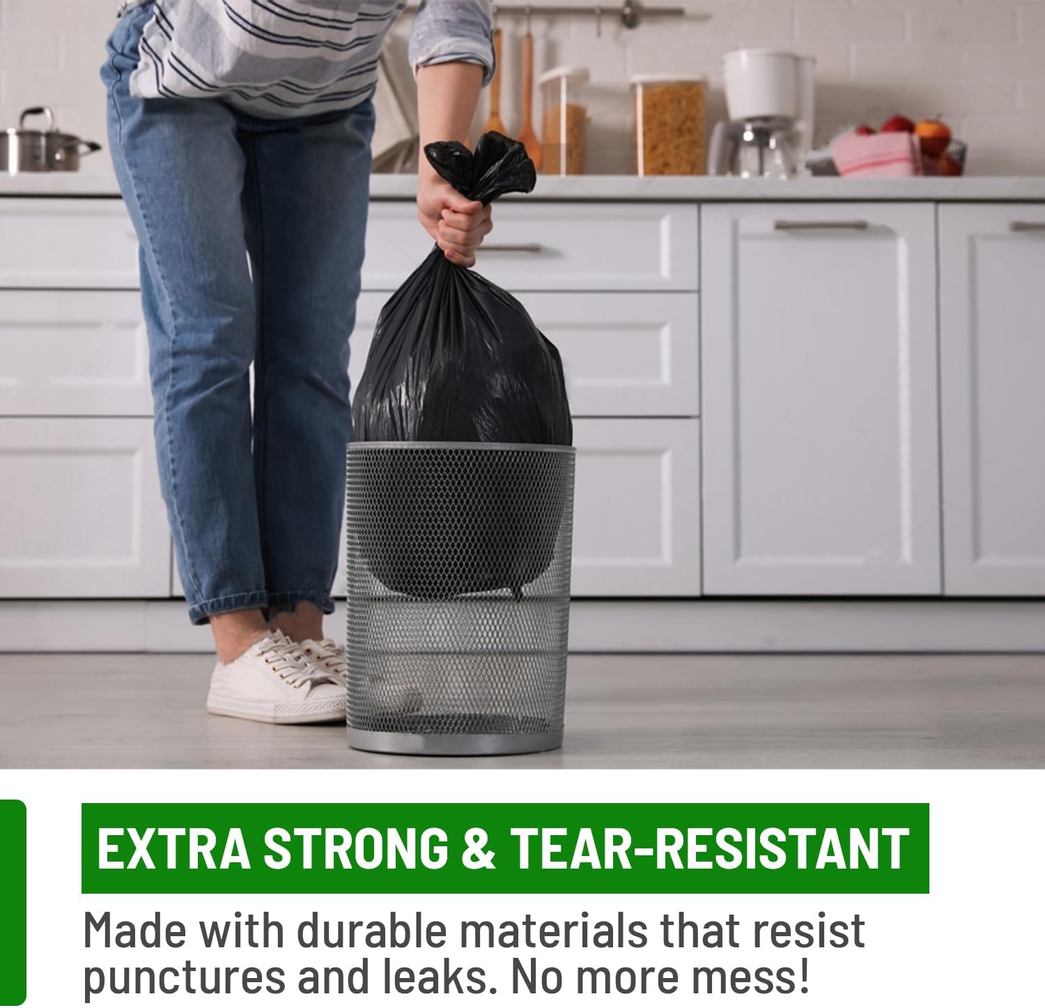 Delka Heavy Duty Black Bin Bags – Extra Strong, Leak-Proof Plastic Liners – Ideal for Kitchen, Home, DIY & Garden, Household, Office & Catering – Made from 100% Recycled Material (50L, 25 Pack)