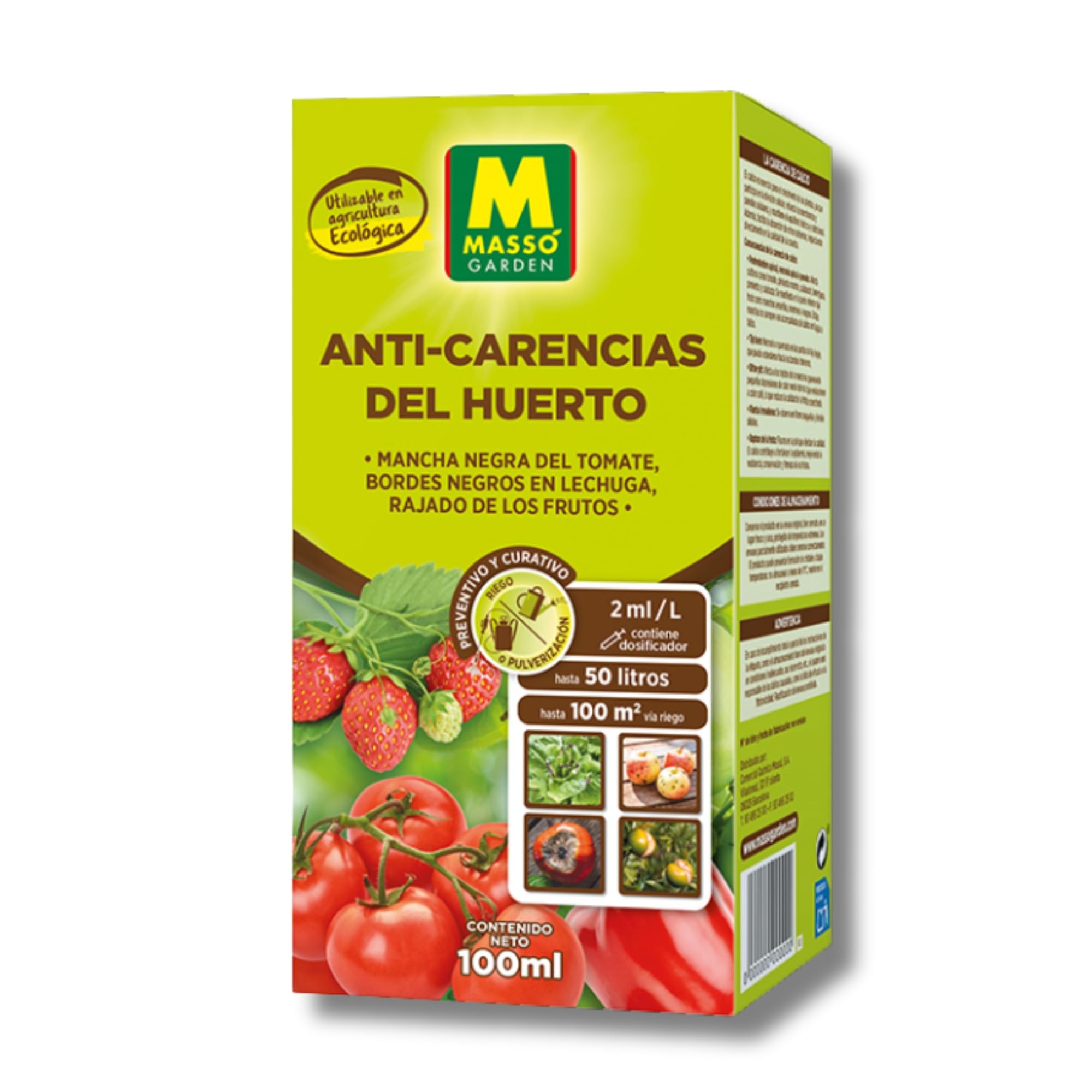 ANTI-CARENCIAS para Huerto ECO 100 ML MUY EFECTIVO | Corrector de Calcio para Tomate, Pimiento, Lechuga y Hortalizas | Previene Enfermedades como bordes negros o Bitter pit | Ecológico | Nexum Market